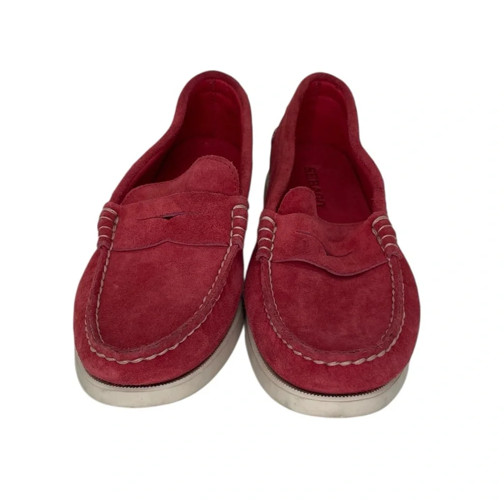 Sebago Shoes Women’s Red Suede Loafers Flats Slip On Size 10 - Picture 3 of 10